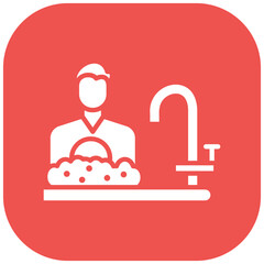 Man Washing Dishes Icon