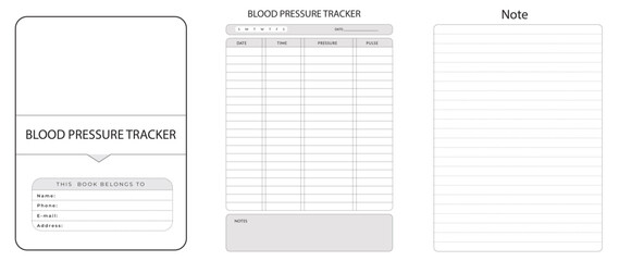 Editable Blood Pressure Tracker planner Kdp Interior printable template Design.