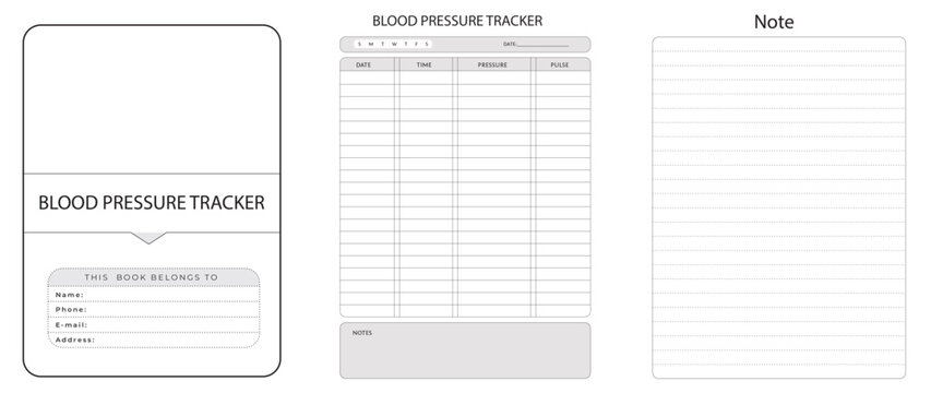 Editable Blood Pressure Tracker planner Kdp Interior printable template Design.