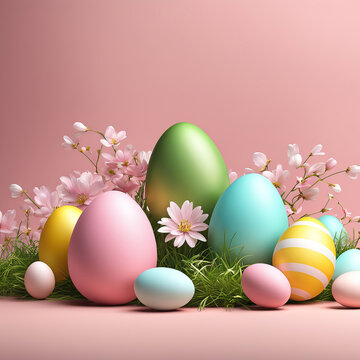 Easter holiday card image on a pink background.