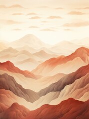 Printable wall art of Majestic Mountain Range Painting With Sky Background