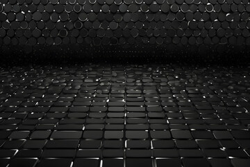 Naklejka premium With grey metallic dots, the design is a black technological square. Vector design geometry design.