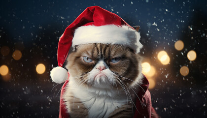 grumpy Christmas cat
