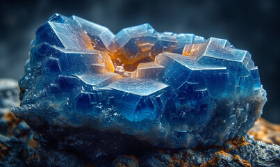 Linarite Crystals: PbCu(SO4)(OH)2, Monoclinic Linarite, Manifestation of Beauty in Blue.
