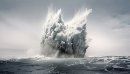 Obraz premium A huge splash in the ocean.