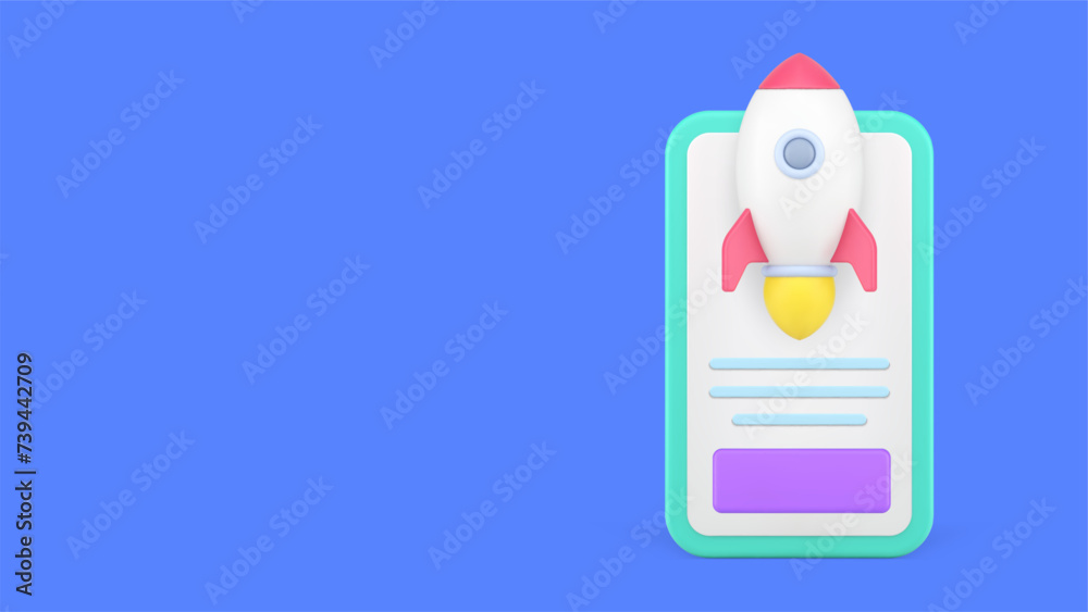 Poster speed internet connection smartphone application banner with copy space 3d icon realistic vector