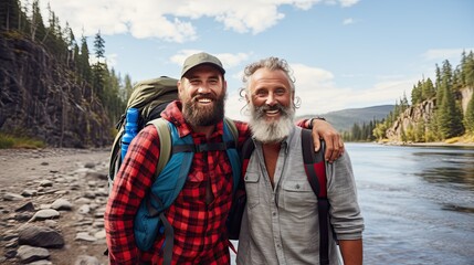 These two hiking buddies, united by a shared love for the outdoors, venture forth with backpacks and smiles. Their journey serves as a testament to the enduring power of friendship and the joy of