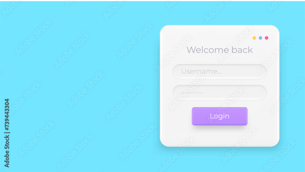 Poster login username password registration web menu banner with copy space 3d icon realistic vector