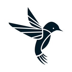 Vector hummingbird icon flying logo little bird silhouette logo design