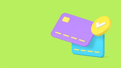 Banking credit debit card change exchange banner copy space 3d icon realistic vector illustration