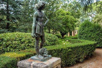 Ravello - Statue of Victorious David in the gardens of Villa Cimbrone,