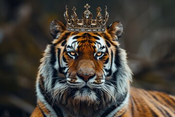 Fototapeta premium Tiger head with a crown