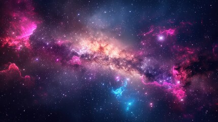 Galaxy background with stars and colorful nebula clouds, showcasing a celestial view of the cosmos...