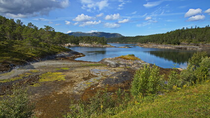 Landscape at the road bridge Simlestraumen in Norway, Europe
