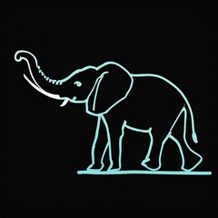 Neon elephant on black