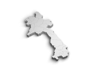 3d Laos map illustration white background isolate
