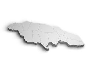 3d Jamaica map illustration white background isolate