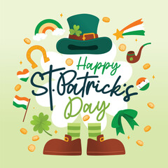 Luck and Festivity: Traditional Irish Celebration Poster for Saint Patrick's Day, Vector, Illustration