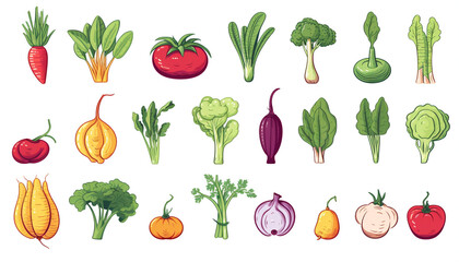 Set of Vegetables icon collection color