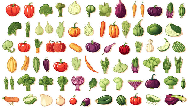 Set of Vegetables icon collection color