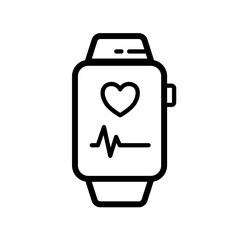 Smartwatch for tracking physical fitness and telemedicine  - vector icon