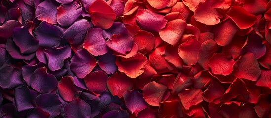 Vibrant red and purple flower petals on dark background, nature beauty concept - Powered by Adobe