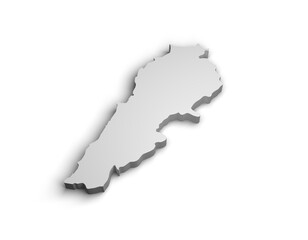 3d Lebanon map illustration white background isolate