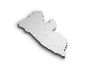 3d Liberia map illustration white background isolate