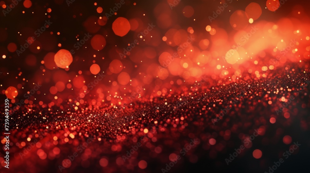 Wall mural soft focus on shiny particles creating an ambient and magical red pattern for celebration themes. fe