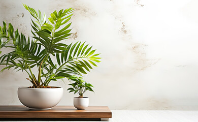 A large, ornamental plant thrives gracefully in a stylish pot, adding a touch of exotic allure to interior spaces with its lush foliage and vibrant presence.
