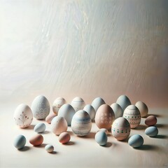 Decorative Patterned Eggs on a Pastel Background