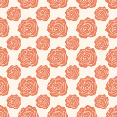 Floral seamless pattern with rose flowers. Simple hand-drawn style. Pretty ditsy for fabric, textile, wallpaper. Digital paper in pink background