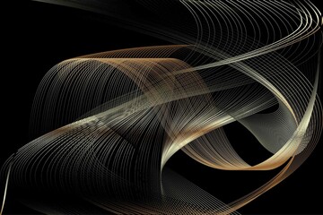 Abstract Beige and Black Pattern with Waves. Striped Linear Texture. Raster. 3D Illustration