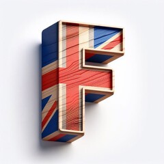 F letter United Kingdom letters shape 3D wooden Lettering Typeface. AI generated illustration