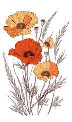 Elegant Floral Charm: Poppy Illustration