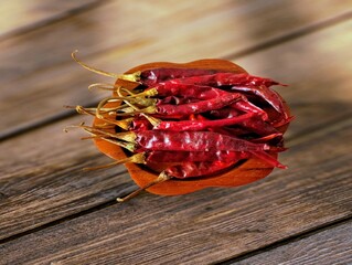 The white background in the picture is a bunch of dried red chilies, made from fresh, ripe red...