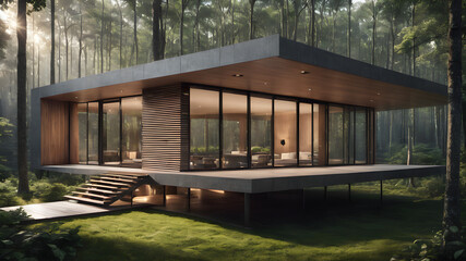 modern house in the woods