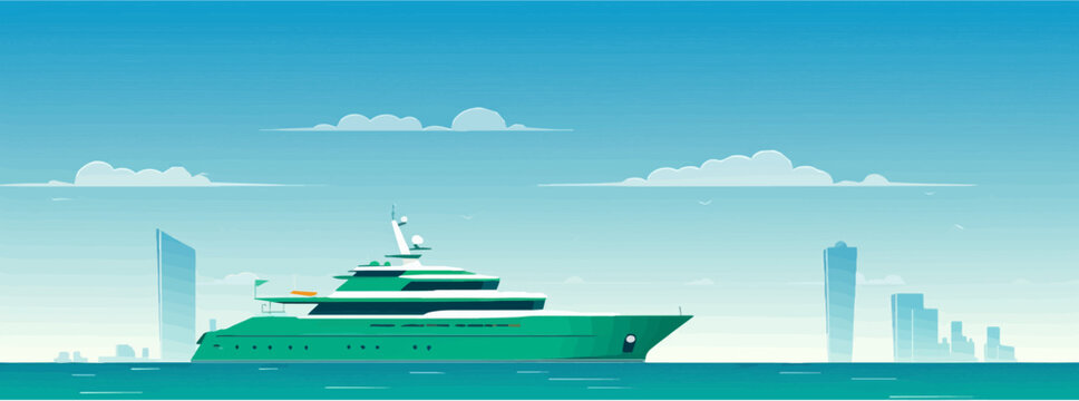 ship yacht in the sea harbour for tourist spot, green travel, green business, green city, green transport