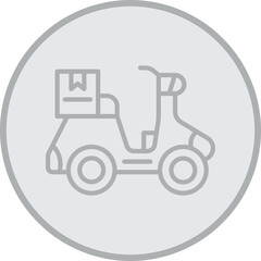 Delivery Bike Grey Line Circle Icon