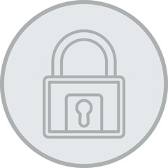 Padlock Grey Line Circle Icon
