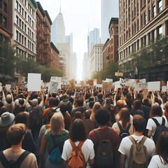 Voices United: A Street Protest in the City - obrazy, fototapety, plakaty