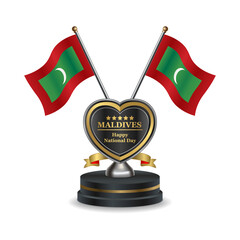 Maldives flag in a stand on table transparent background. Vector Illustration