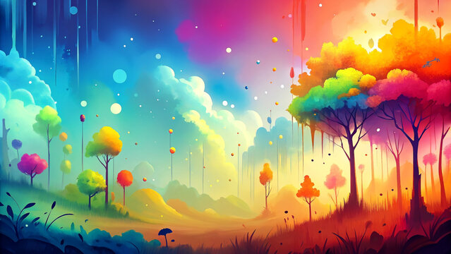 colorful abstract art illustration background. painting art style, colorful, beautiful, simple and attractive. amazing imagination.