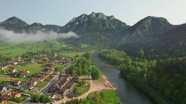 Aerial view of Trzy Korony mountain in Pieniny in summer, Poland.