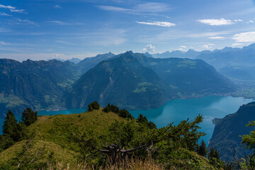 Panoramic view of Lake Lucerne in Switzerland.