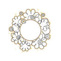 Doodle white flowers with space for a text
