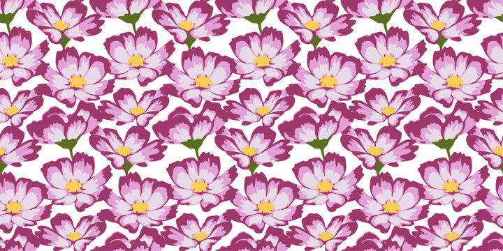 Purple Cosmos Seamless Print Pattern on Transparent Background