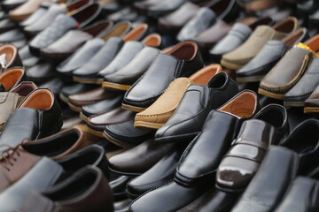 shoes for sale at market - obrazy, fototapety, plakaty