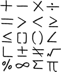 set of hand drawn mathematical symbols - obrazy, fototapety, plakaty