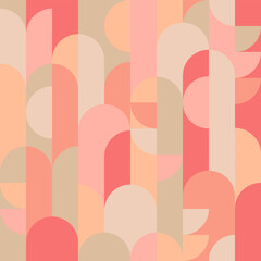 Abstract retro geometric seamless pattern. Geometric mid century modern style seamless vector pattern. Scandinavian style geometric design in a peach and pink color palette.